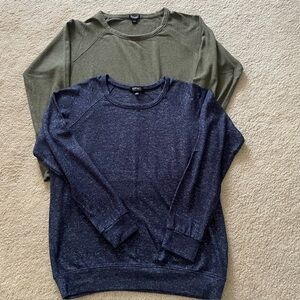 Buffalo Olive & Navy Crew Knit Tops Size S